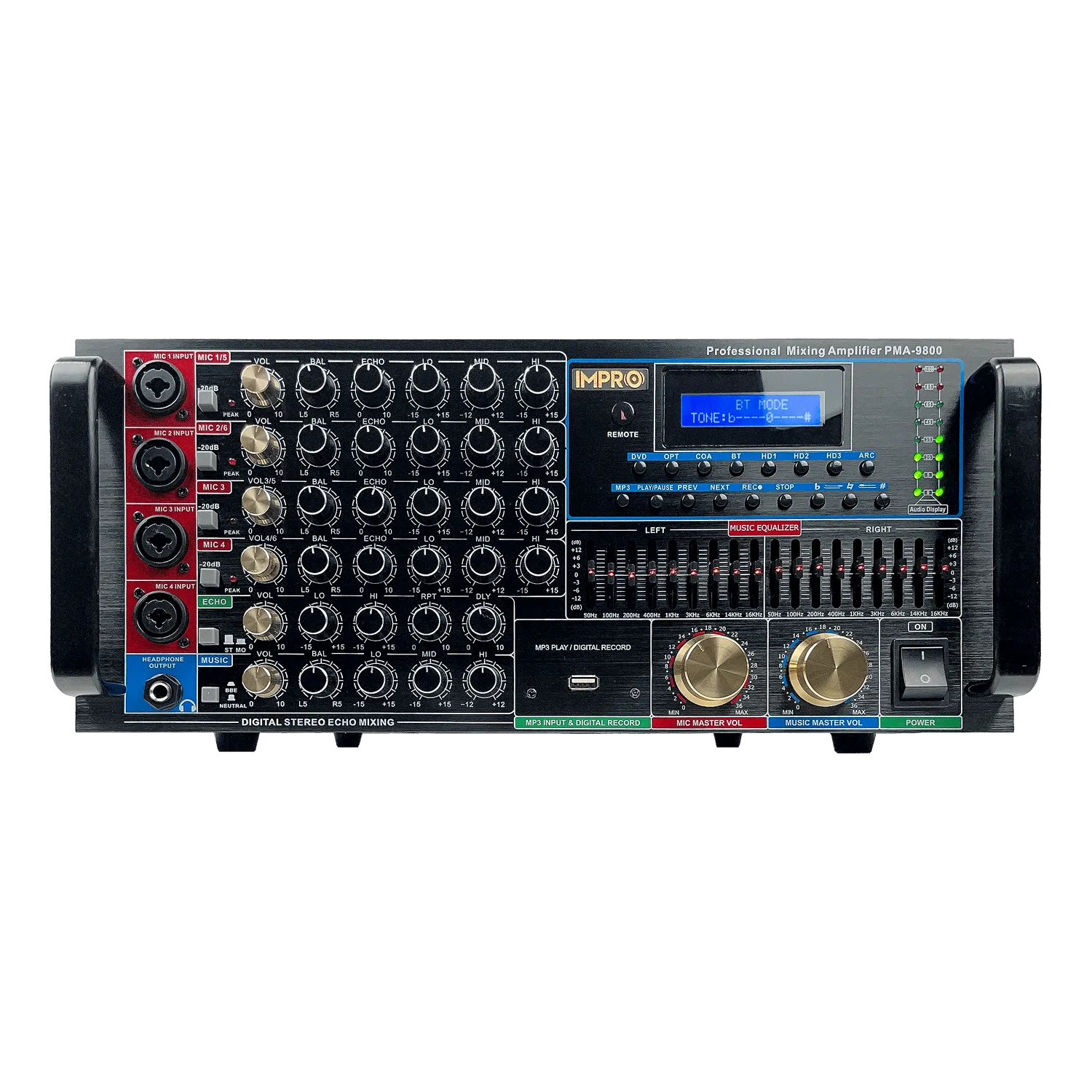 ImPro PMA-9800 Elite Professional 1600W Karaoke Mixing Amplifier for Smart TV Singing on Youtube