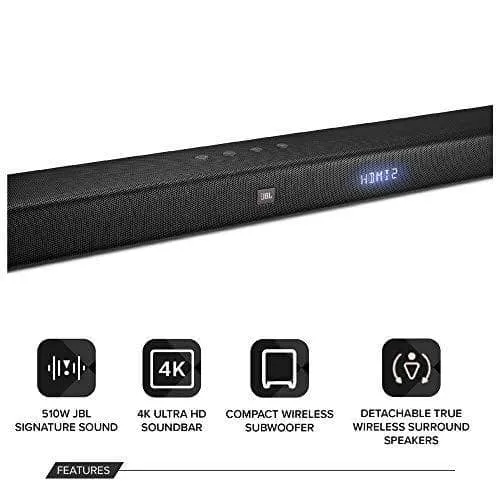 JBL Bar 5.1 Channel 4K Ultra HD Soundbar with True Wireless Surround Speakers, Black