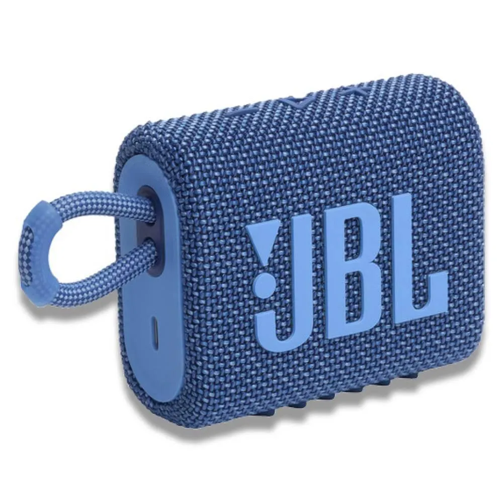 JBL Go 3 Eco Portable Waterproof Bluetooth Speaker, Ocean Blue
