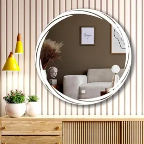 KAMAL INTERIORS Round Wall Mounting Led Mirror with Bathroom,Light Mirror for Wash Besin |Mirror with Light 3 Tone (Cool White, Natural White, Warm White).