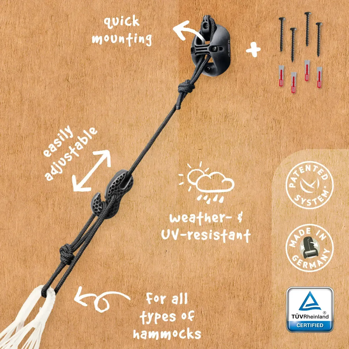 LA SIESTA CasaMount - multipurpose suspension set for hammocks