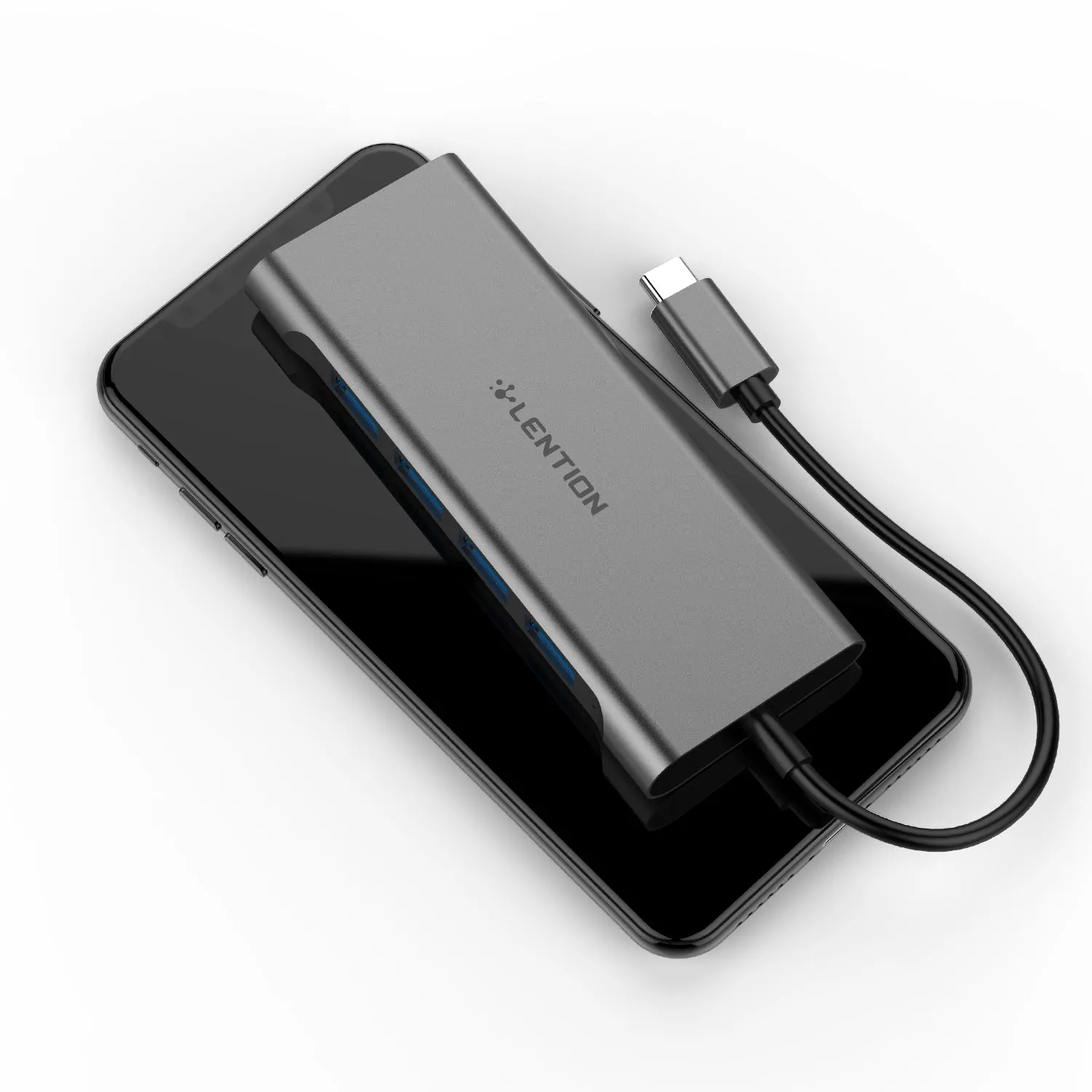 LENTION USB C Hub with 4 USB 3.0 Ports and Type C 60W PD Charging Adapter (CB-C31)