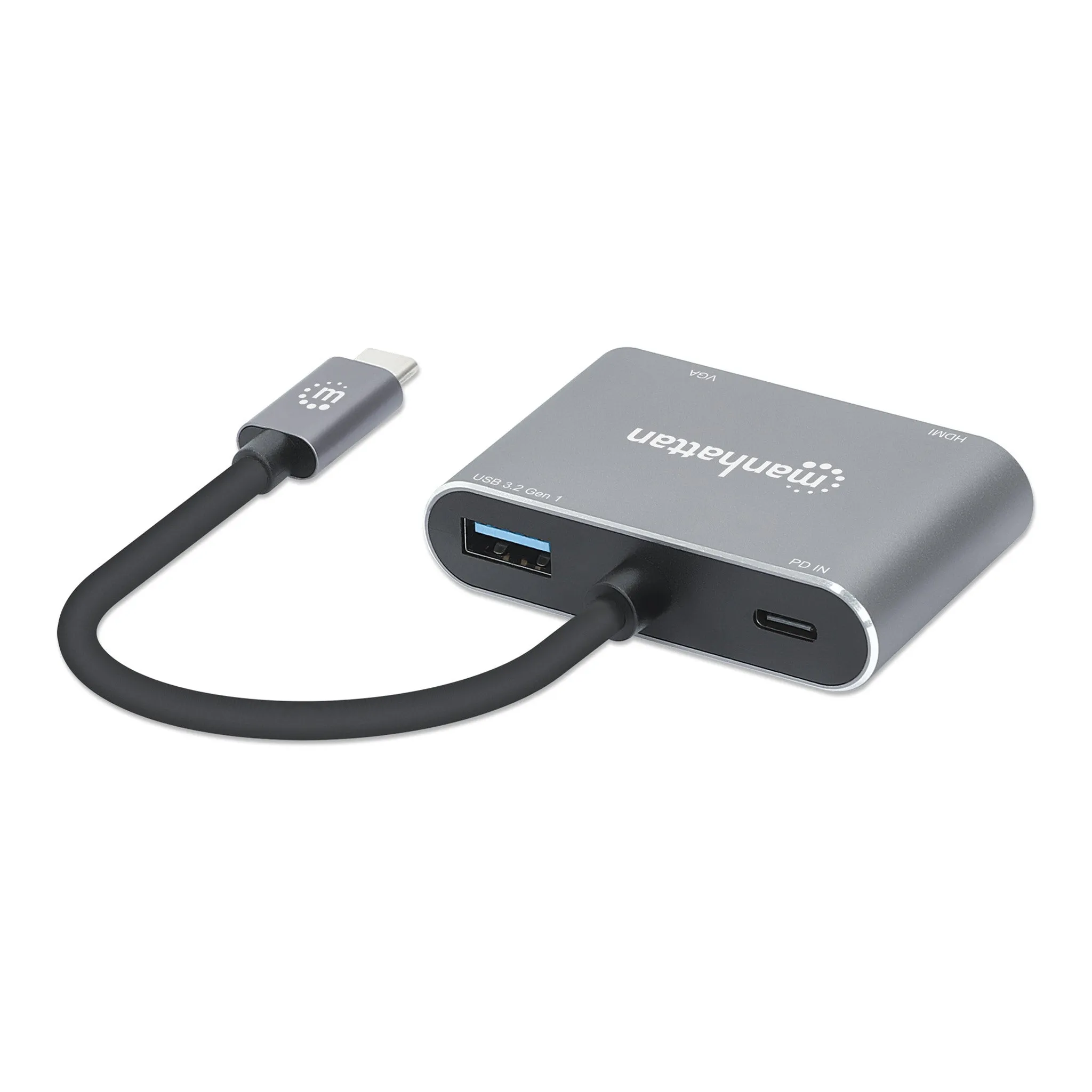 Manhattan 130691 4-in-1 USB-C to HDMI & VGA Docking Converter with Power Delivery