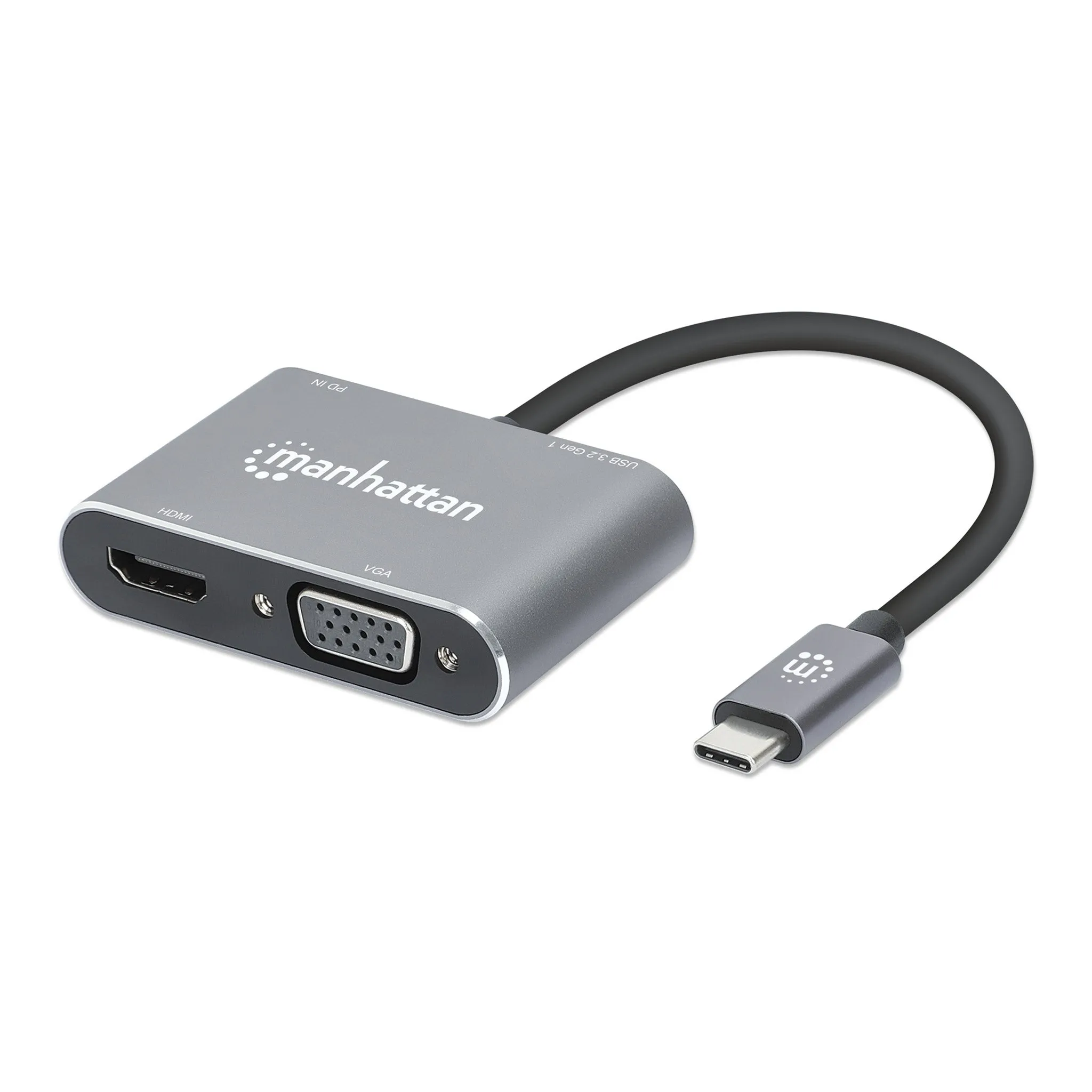 Manhattan 130691 4-in-1 USB-C to HDMI & VGA Docking Converter with Power Delivery