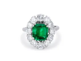 Mellerio dits Meller Emerald and Diamond Ring in Platinum