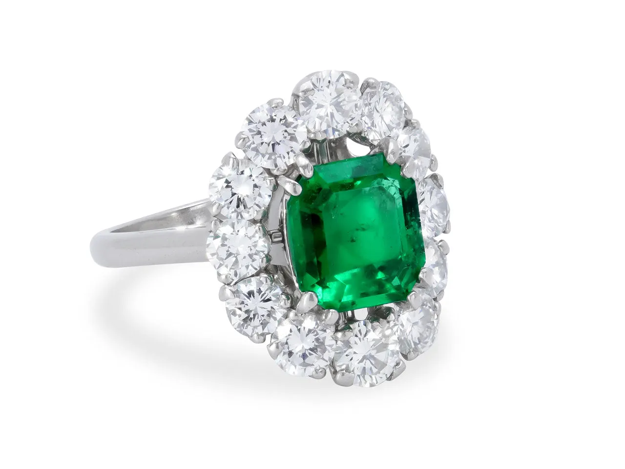 Mellerio dits Meller Emerald and Diamond Ring in Platinum