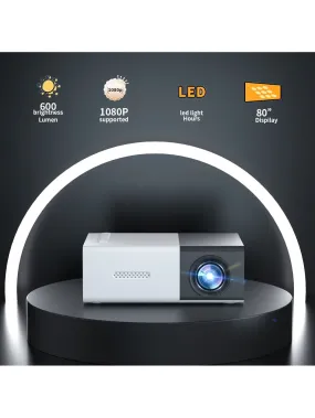 Mini Projector Portable 1080P LED projector Home Theater indoor, outdoor movie projector Support for laptops, HDMI input Great gift pocket projector, black and white