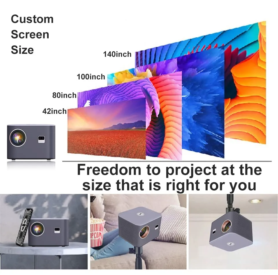 Mini Q9 Android Projector |450 ANSI Full HD 1080PAuto Focus   Auto Keystone| Android 9.0Portable Home Theater Movie Projector