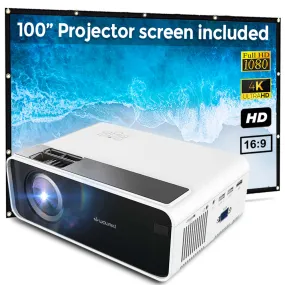 Mini Wifi Projector |150 ANSI/Screen Size upto 120inch| Native Res 800x480P| Wireless Screen Mirroring|Included 100inch Projector Screen