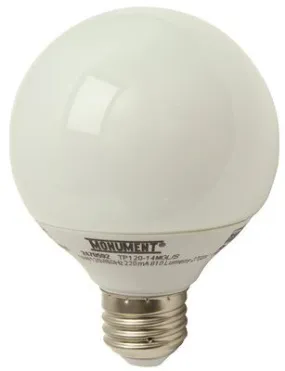 Monument Compact Fluorescent Globe Lamp G25 14 Watts 120 Volts 2700K Medium Base 2 Per Pack