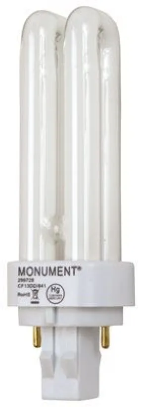 Monument Dual Tube Compact Fluorescent Lamp 13 Watts 4100K 82 Cri Gx23-2 Base Energy Saving