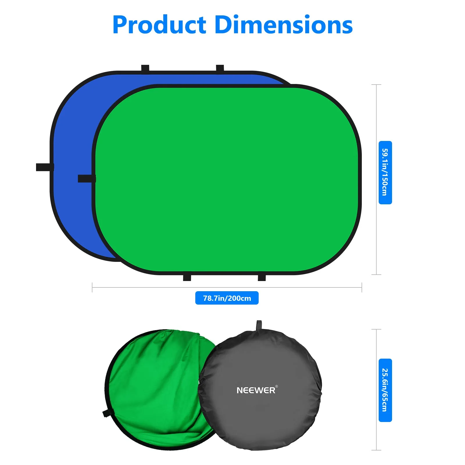 NEEWER 1.5x2M / 5x6.6FT 2-in-1 Collapsible Backdrop (Blue&Green)