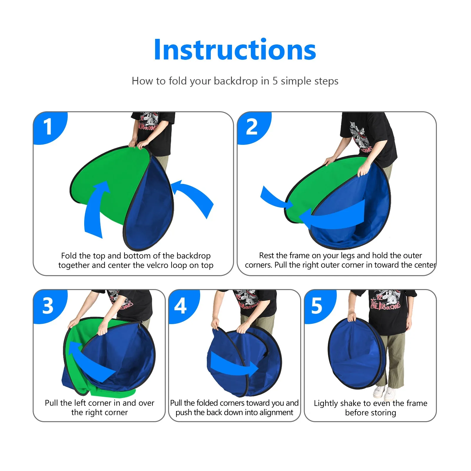 NEEWER 1.5x2M / 5x6.6FT 2-in-1 Collapsible Backdrop (Blue&Green)