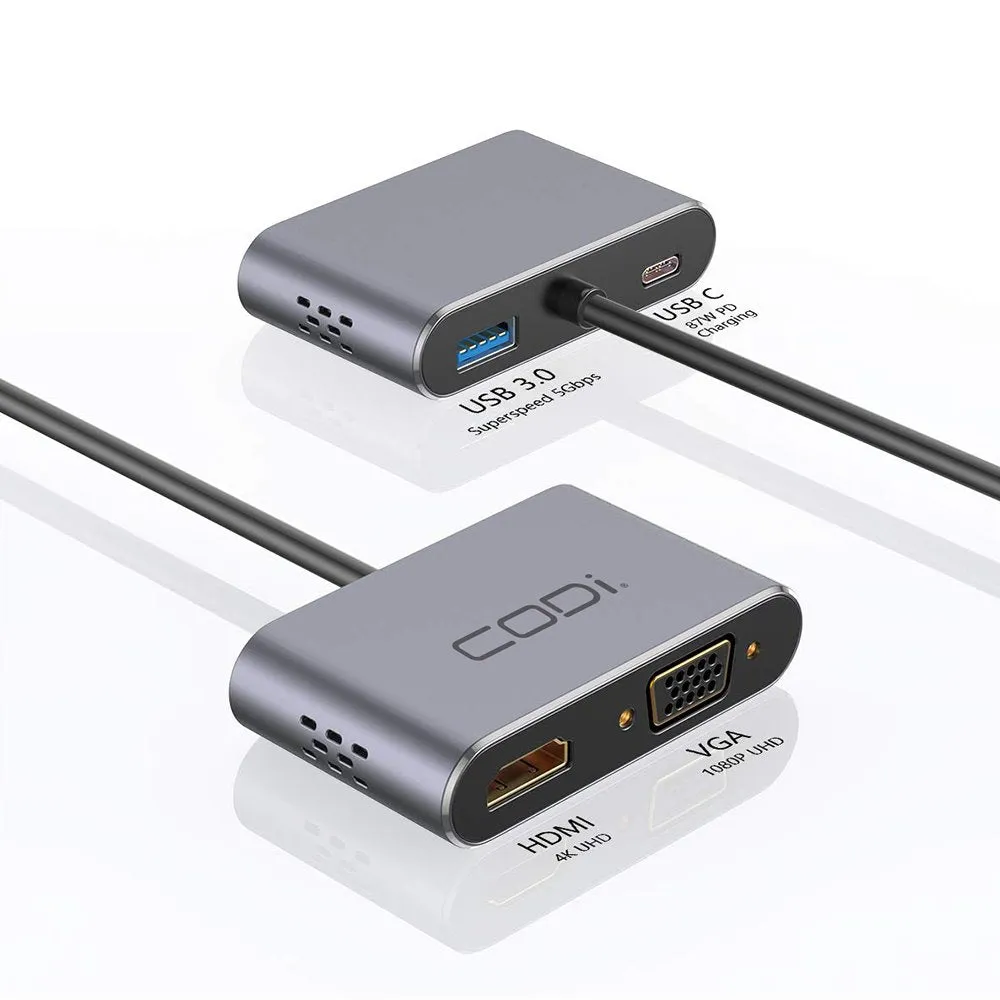 [NV] 4-In-1 USB-C Display Adapter (HDMI, VGA, USB-C PD, USB-A 3.0)*
