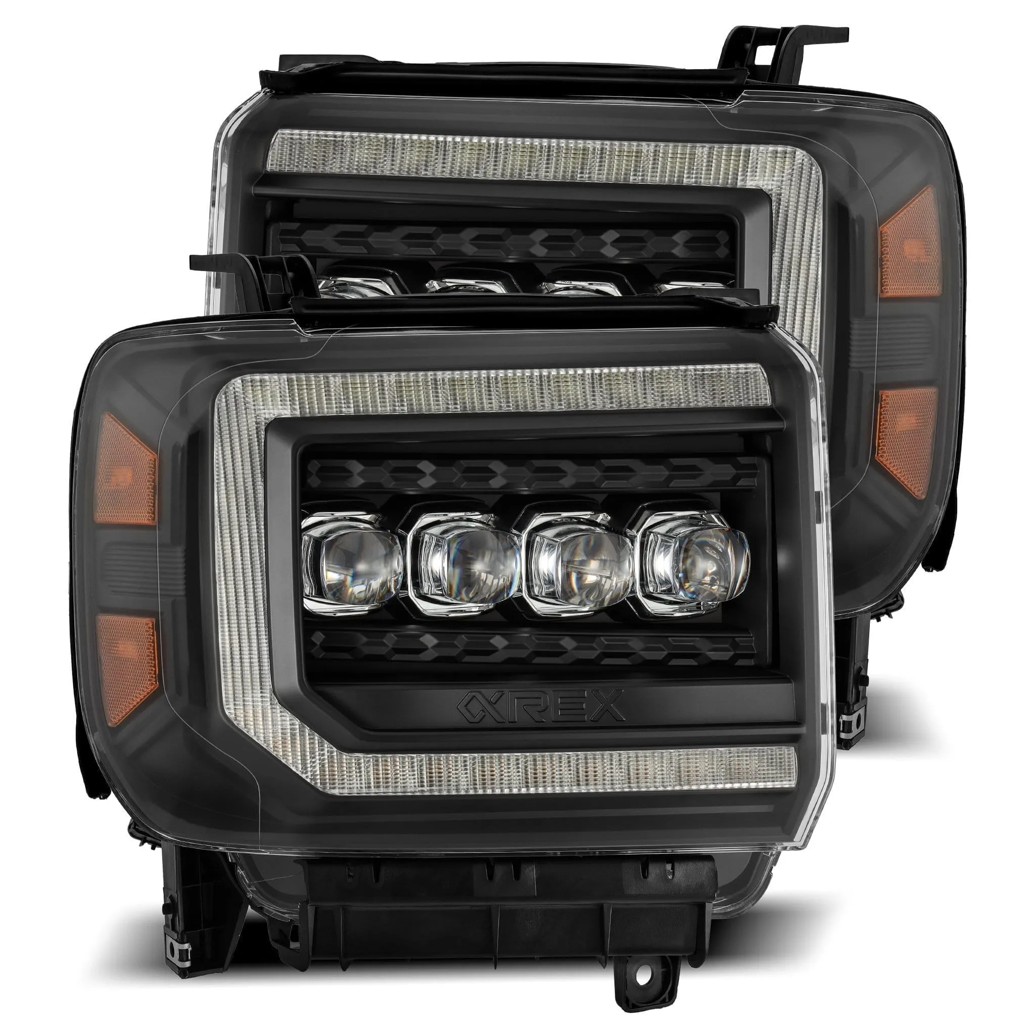 Performance Lighting 
NOVA-Series LED Headlights 
2014-2018 GMC Sierra NOVA-Series LED Projector Headlights Black Alpha-Rex 880617