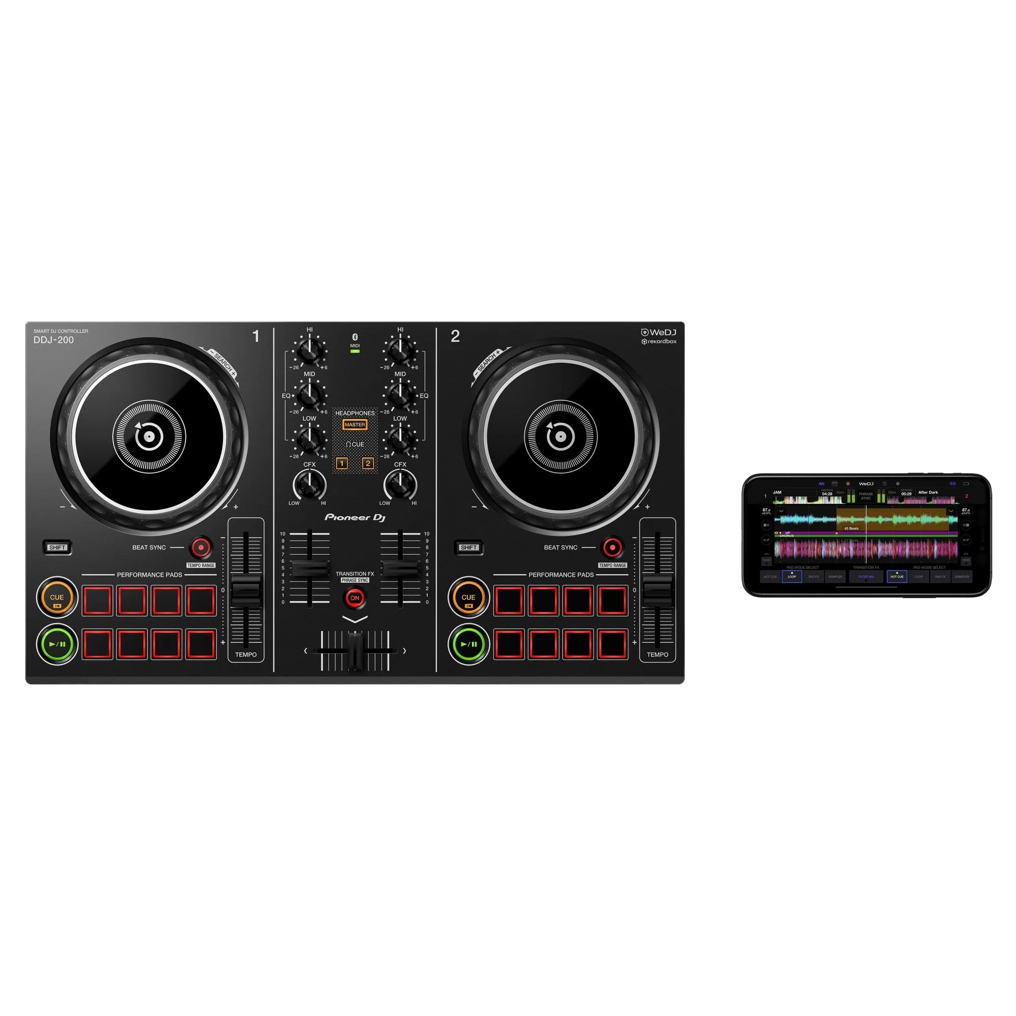 Pioneer DJ DDJ-200 2-Channel Smart DJ Controller Professional Audio Interface DJ Equipment