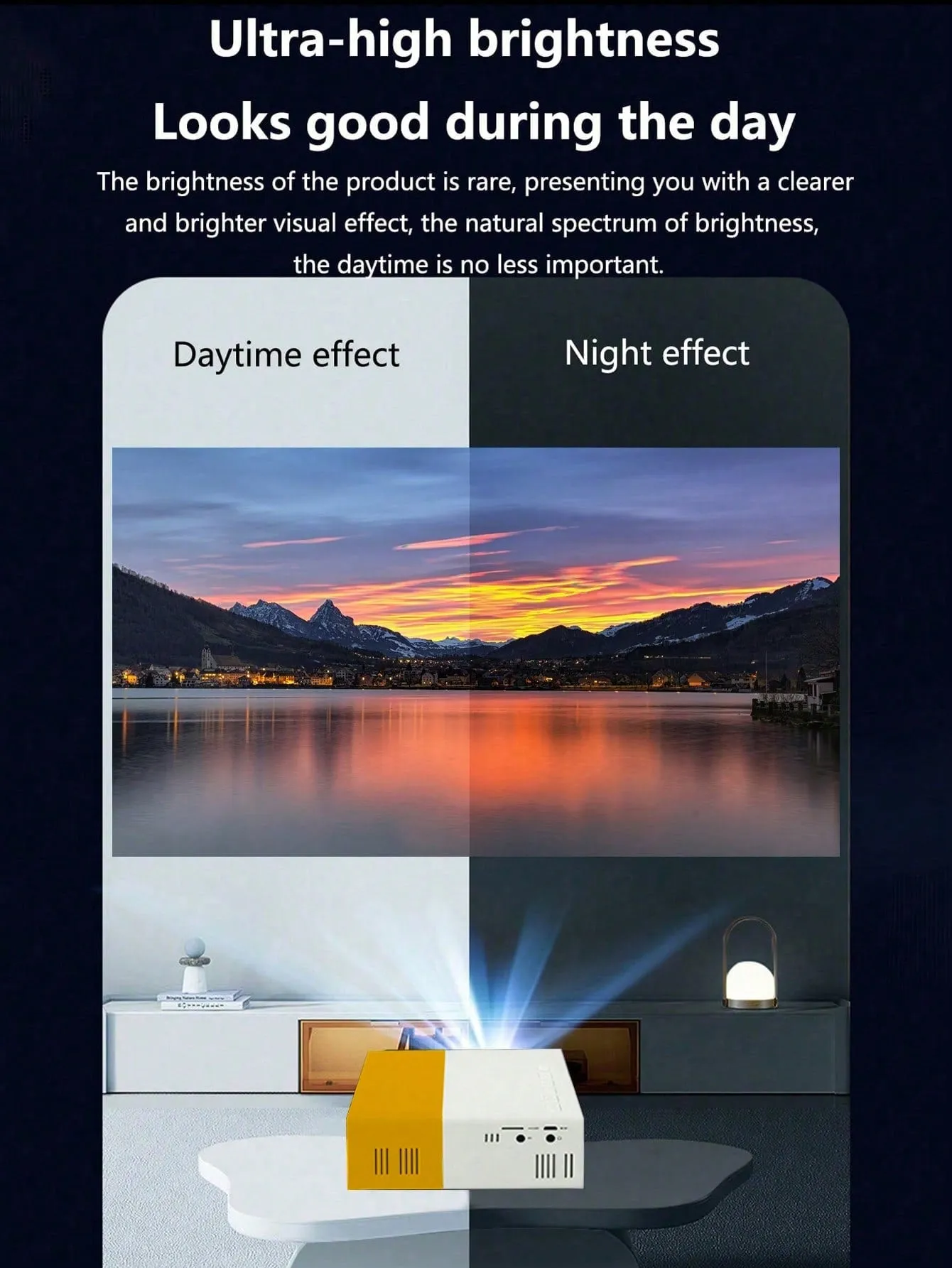 Portable mini projector with built-in speaker
