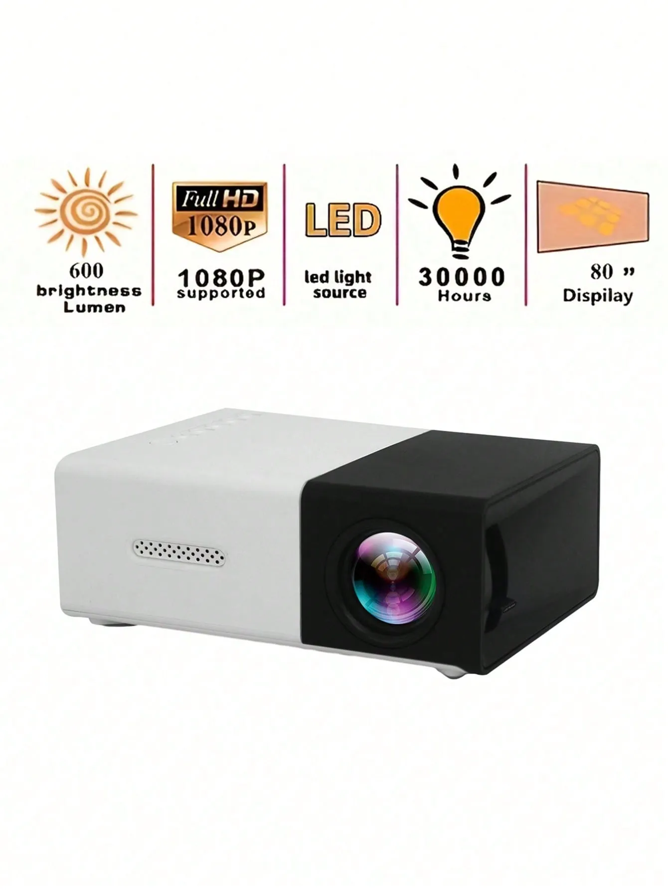 Portable mini projector with built-in speaker