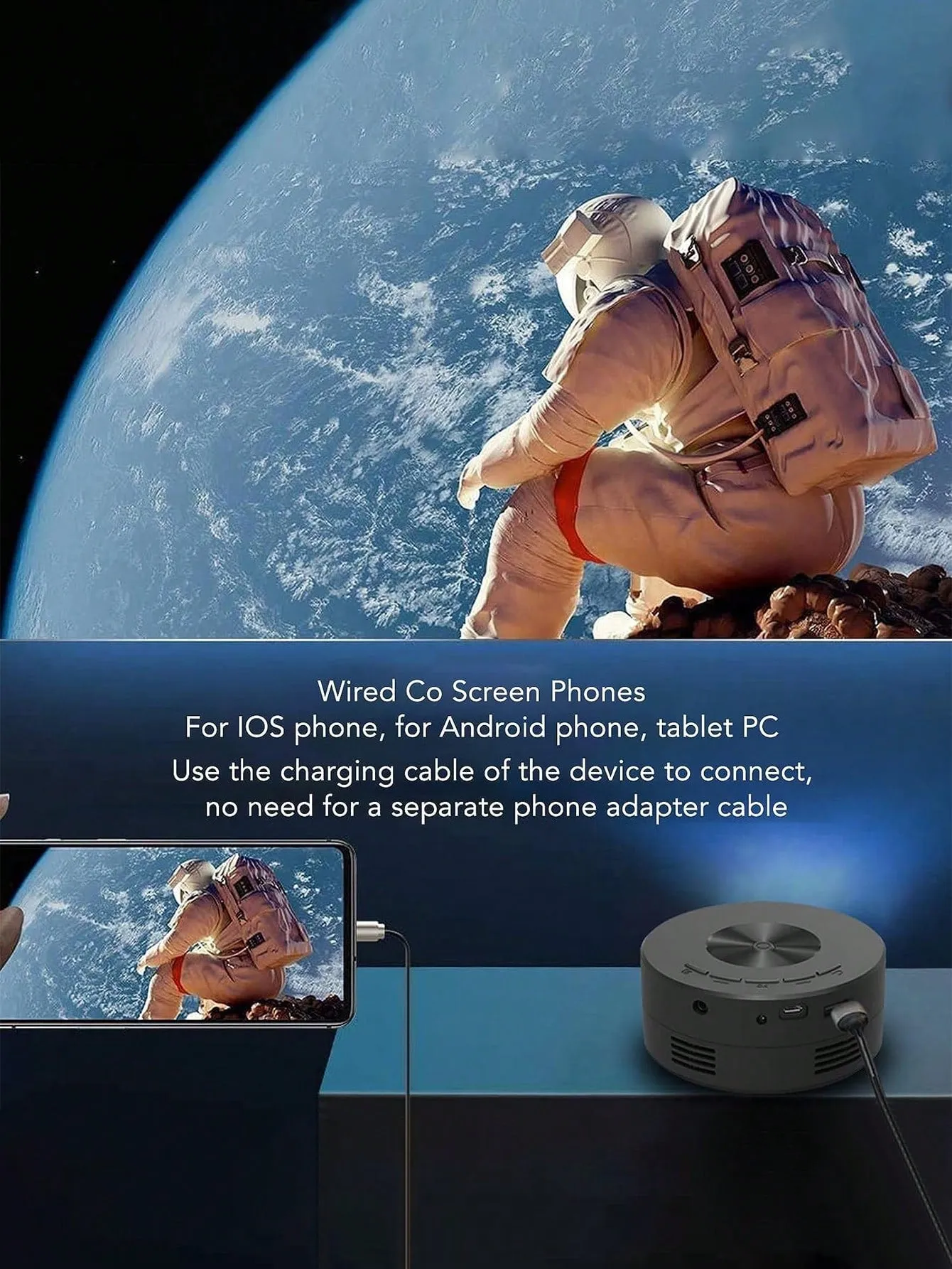 Portable mini projector with built-in speaker