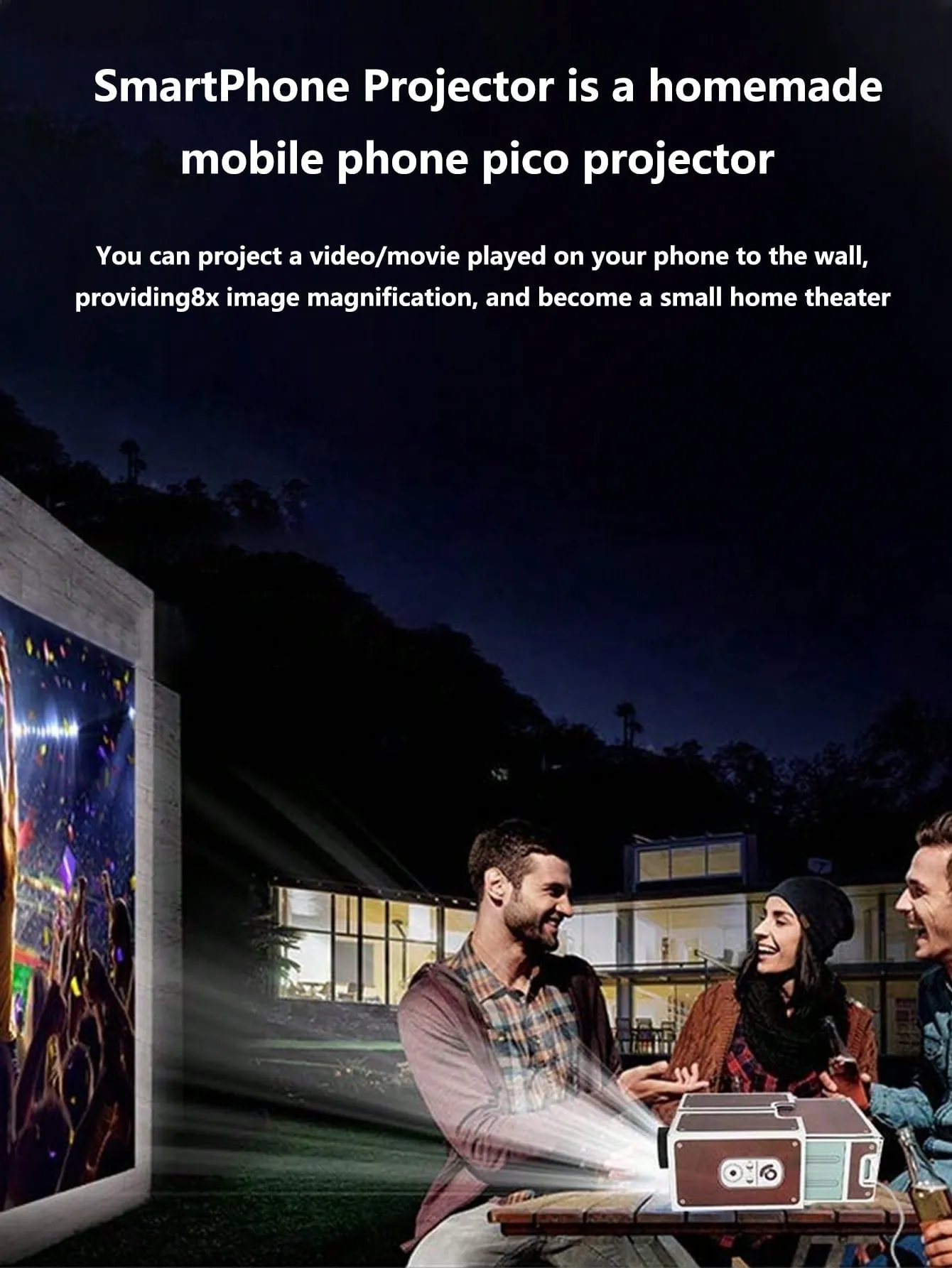 Portable mini projector with built-in speaker