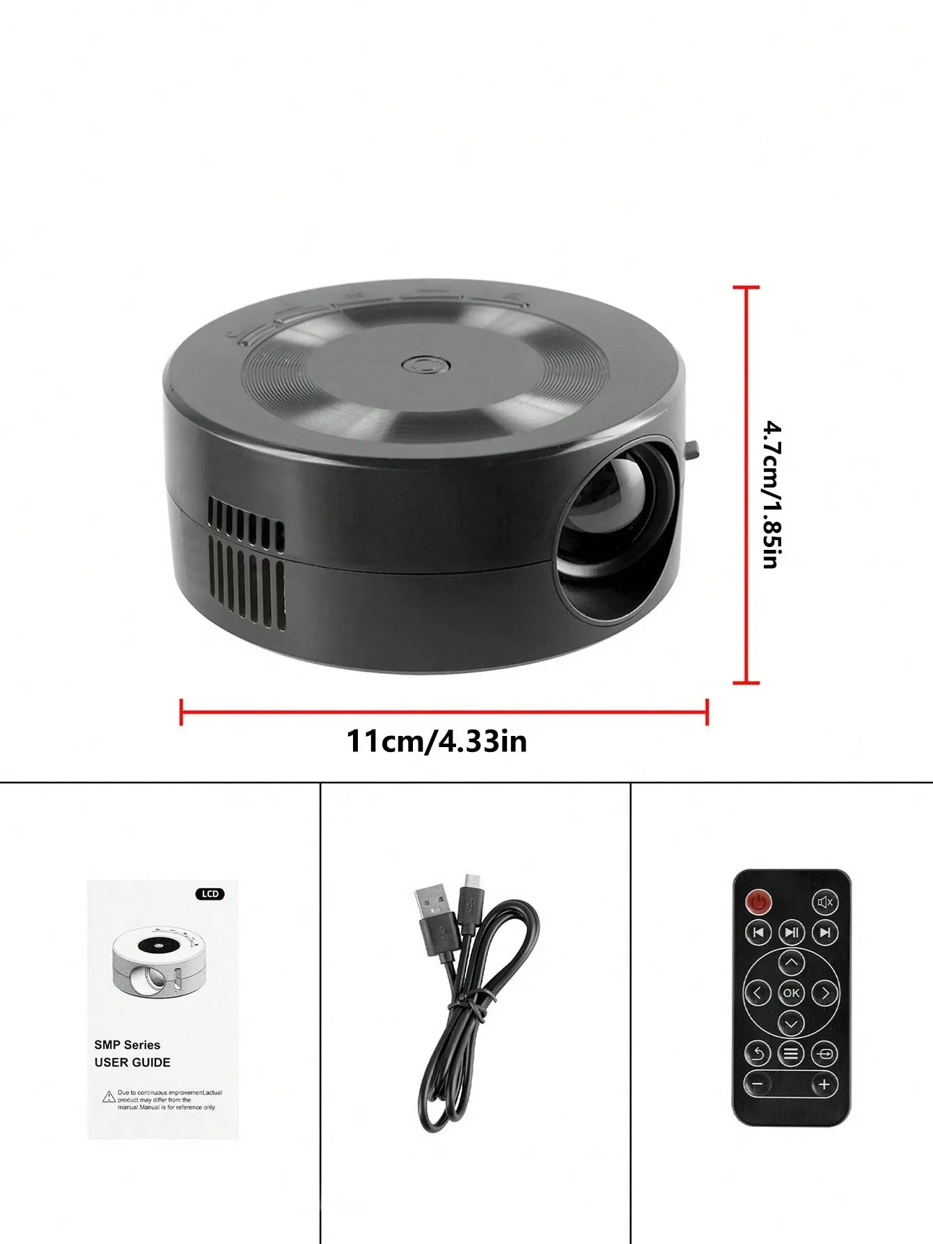 Portable mini projector with built-in speaker