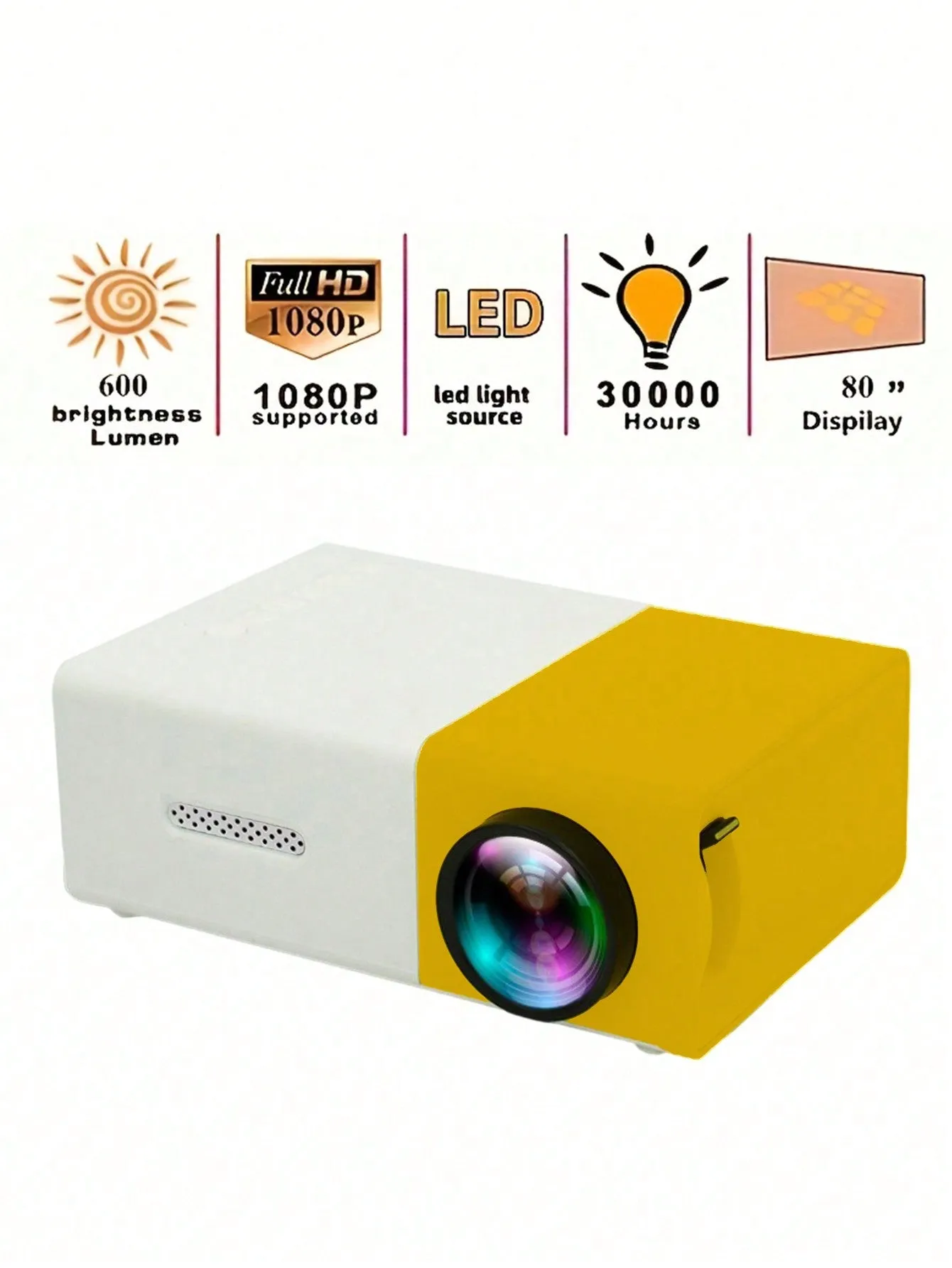 Portable mini projector with built-in speaker