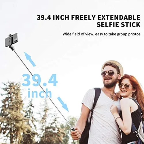 Portable Selfie Stick with Detachable Bluetooth Remote and Mini Tripod Stand for iPhone and Android