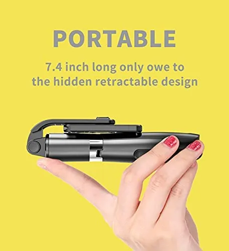 Portable Selfie Stick with Detachable Bluetooth Remote and Mini Tripod Stand for iPhone and Android