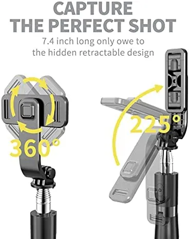 Portable Selfie Stick with Detachable Bluetooth Remote and Mini Tripod Stand for iPhone and Android