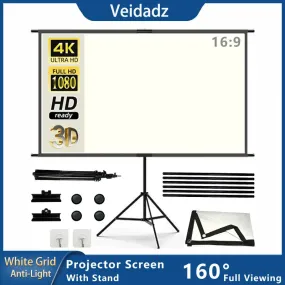 Projector Screen With Stand White Grid Anti-Light 2.0 Gain Canvas