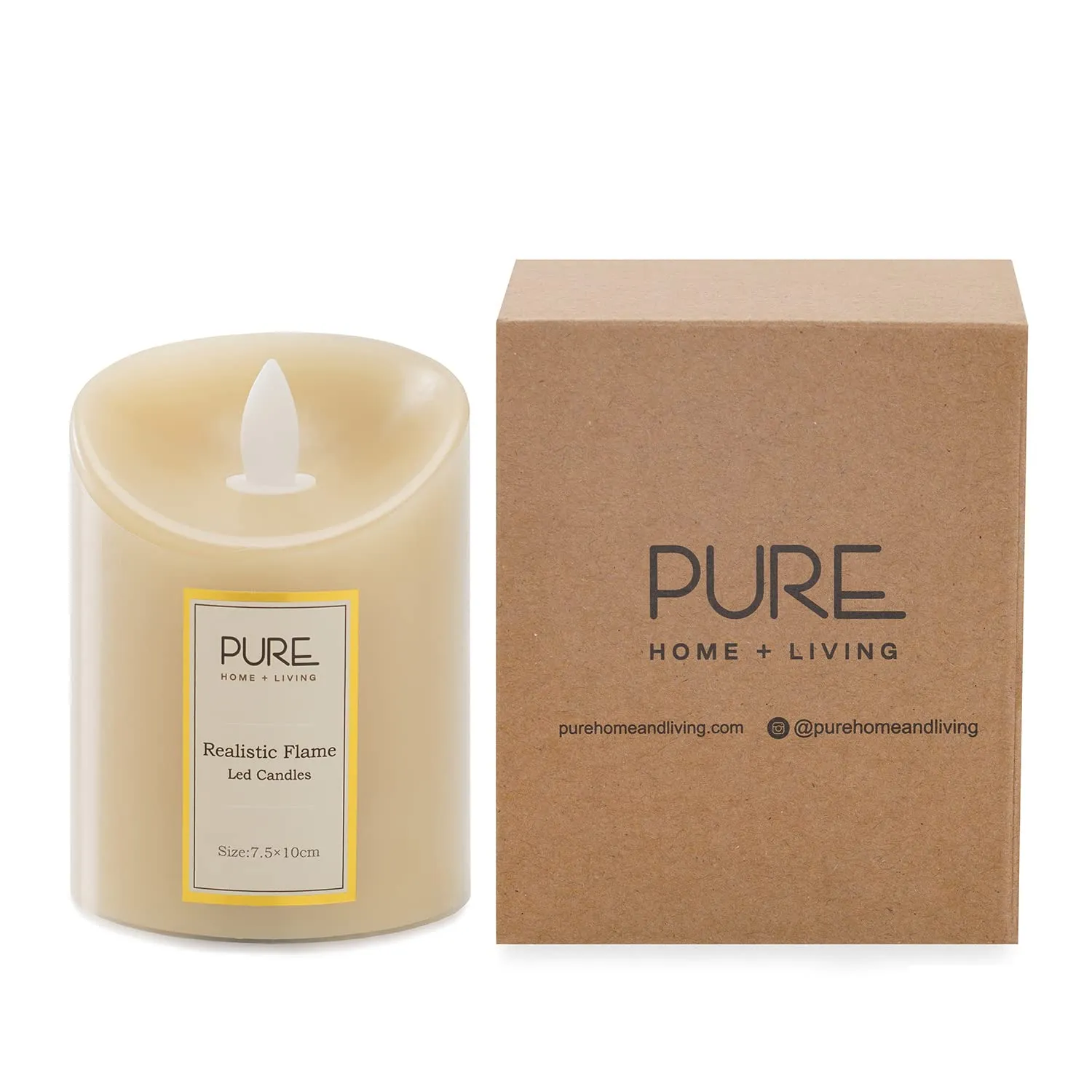Pure Home and Living Flameless, Flickering and AA Battery Powered LED Candles with Real Wax, for Home Décor, Festivals, Wedding (Small, Beige, 1 Piece)