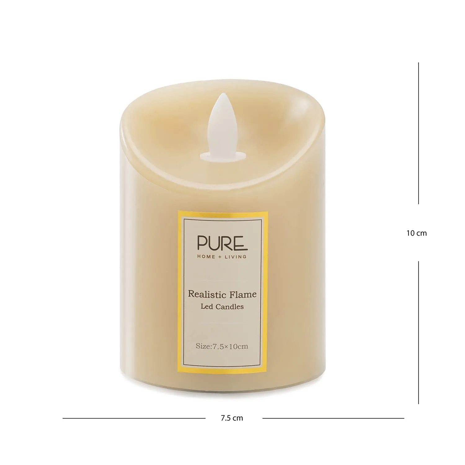 Pure Home and Living Flameless, Flickering and AA Battery Powered LED Candles with Real Wax, for Home Décor, Festivals, Wedding (Small, Beige, 1 Piece)