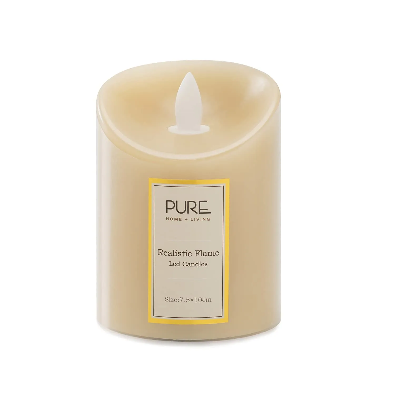 Pure Home and Living Flameless, Flickering and AA Battery Powered LED Candles with Real Wax, for Home Décor, Festivals, Wedding (Small, Beige, 1 Piece)
