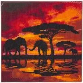 "Elephant Silhouette" Crystal Art Kit 30x30cm