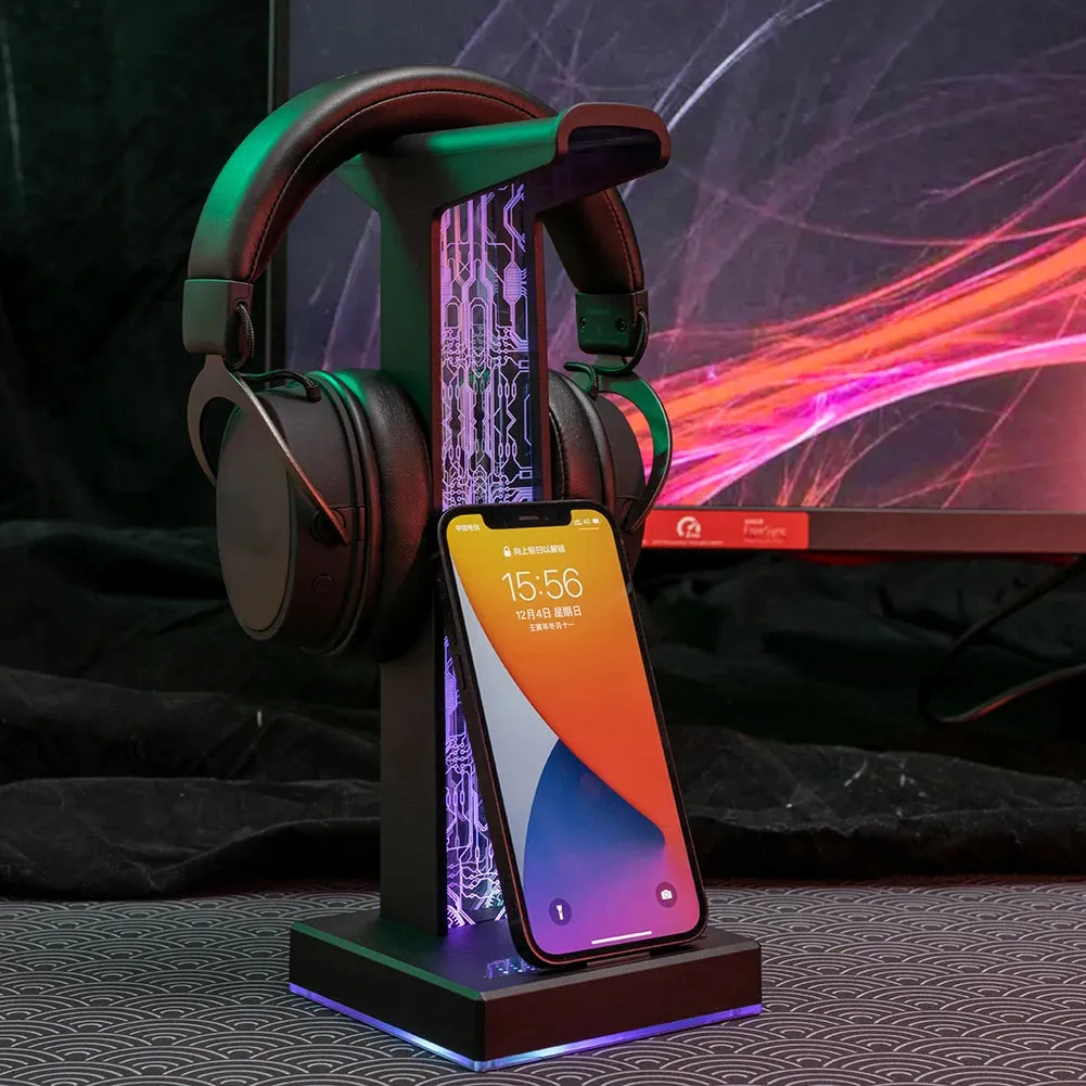 RGB Gaming Headphone Stand Dual USB Port 3.5mm