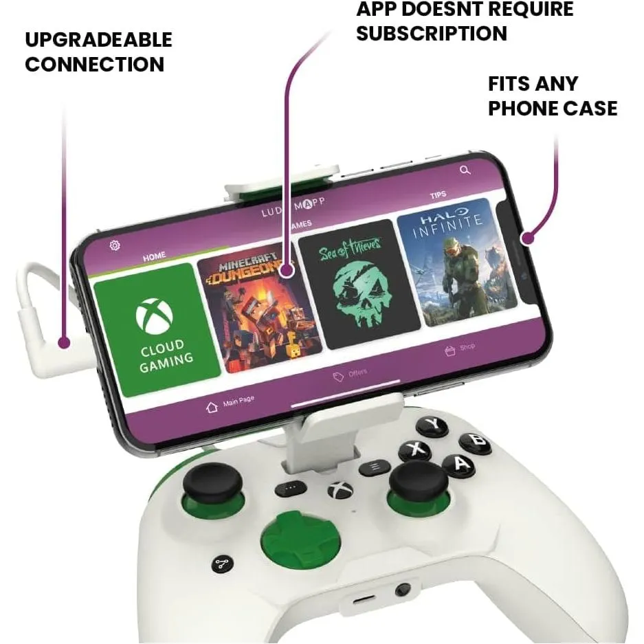 RiotPWR Xbox Edition iPhone Cloud Gaming Controller, Mobile Handheld Console for iPhone, 1 Month Free Xbox Game Pass Ultimate, MFi Certified for iOS