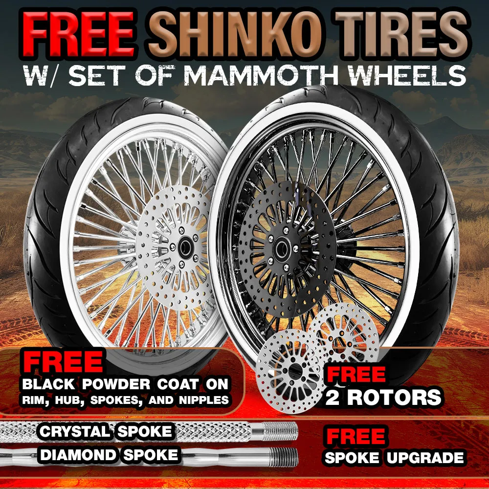 [SALE-NOV] FAT 52 SPOKE WHEELS 2 ROTORS BLACK POWDER COAT UPGRADE SPOKE FREE SHINKO TIRES