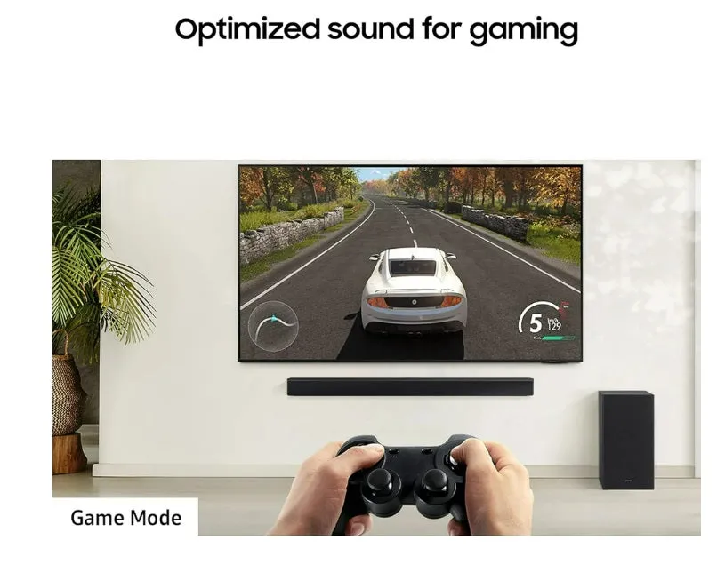 SAMSUNG HW-B57C B-Series 4.1ch Soundbar w/Dolby Audio/DTS Virtual X, Game Mode, Wireless Bluetooth TV Connection, Rear Speaker Kit & Subwoofer Included