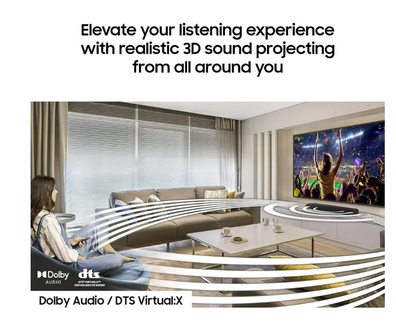 SAMSUNG HW-B57C B-Series 4.1ch Soundbar w/Dolby Audio/DTS Virtual X, Game Mode, Wireless Bluetooth TV Connection, Rear Speaker Kit & Subwoofer Included