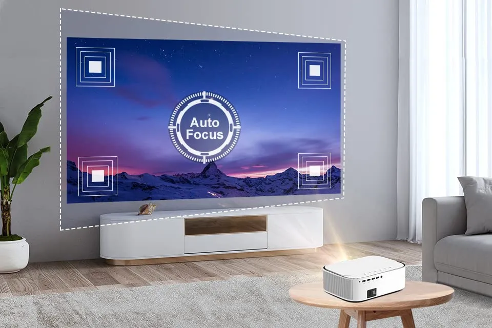 Smart Android Projector |500ANSI Lumens| AUTO FOCUS | Native 1080P Full HD | Bluetooth Wifi Projector 4K Supports Video Projectors