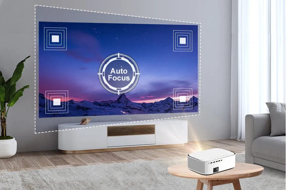 Smart Android Projector |500ANSI Lumens| AUTO FOCUS | Native 1080P Full HD | Bluetooth Wifi Projector 4K Supports Video Projectors
