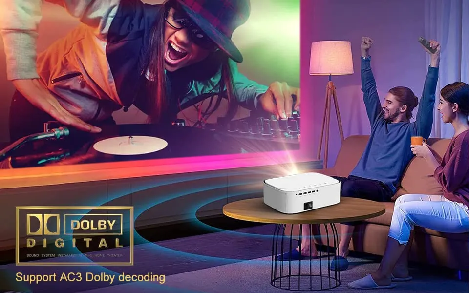 Smart Android Projector |500ANSI Lumens| AUTO FOCUS | Native 1080P Full HD | Bluetooth Wifi Projector 4K Supports Video Projectors