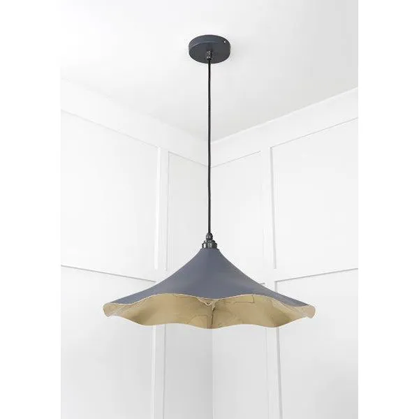 Smooth Brass Flora Pendant in Slate