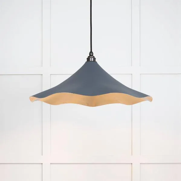 Smooth Brass Flora Pendant in Slate