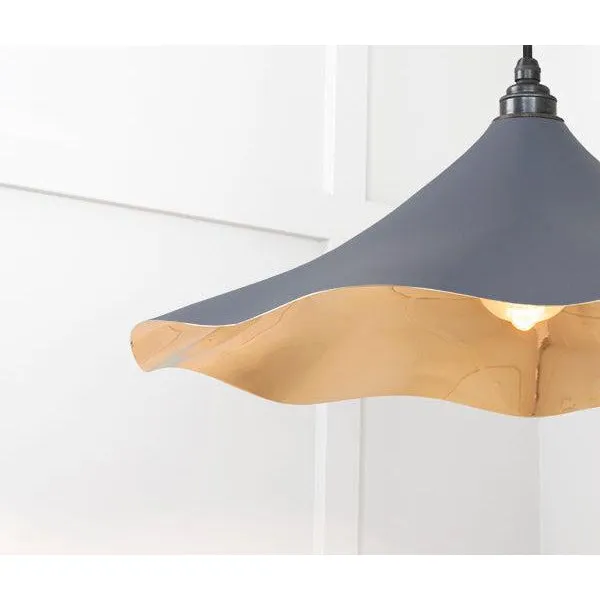 Smooth Brass Flora Pendant in Slate