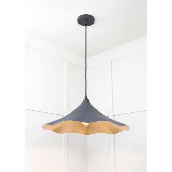 Smooth Brass Flora Pendant in Slate