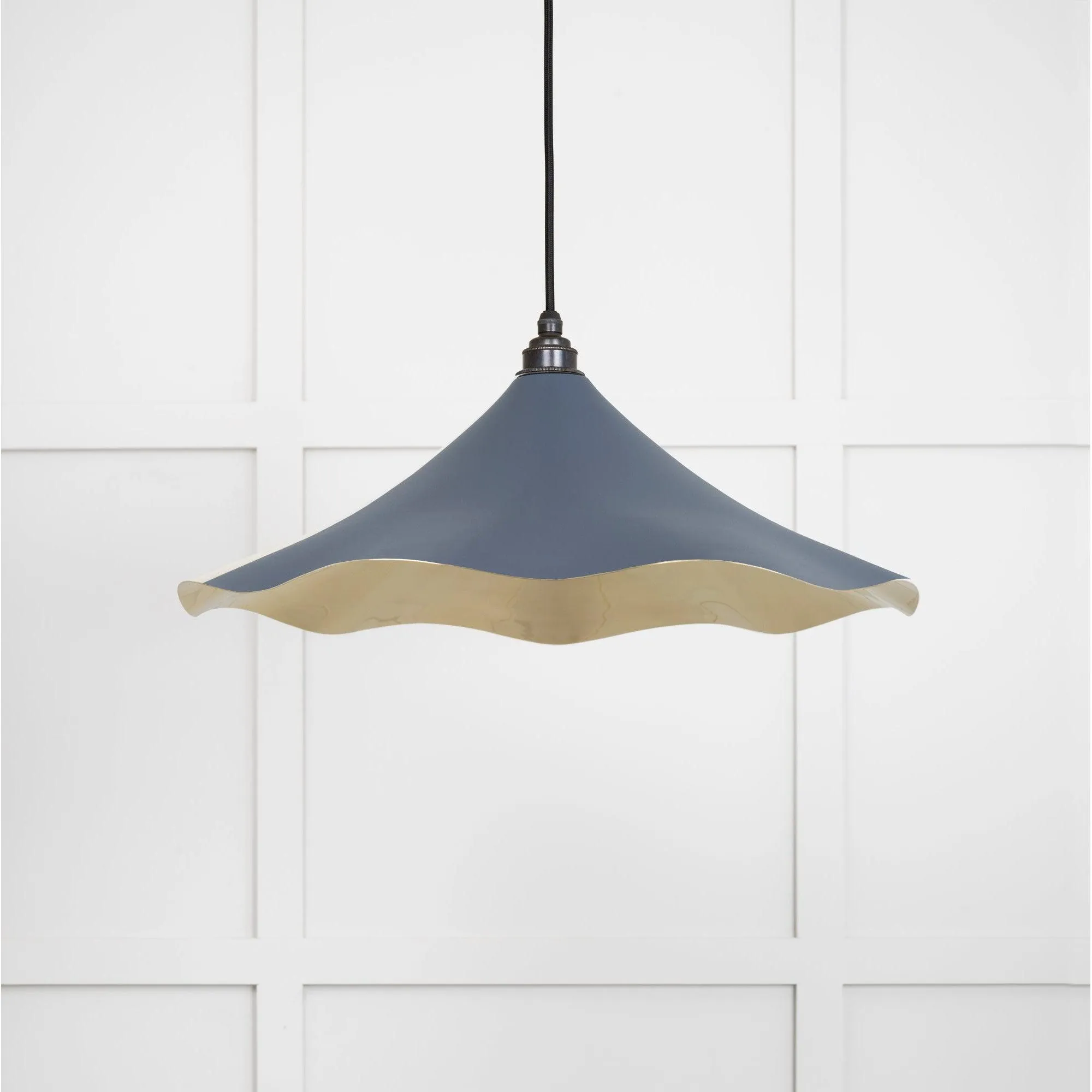 Smooth Brass Flora Pendant in Slate