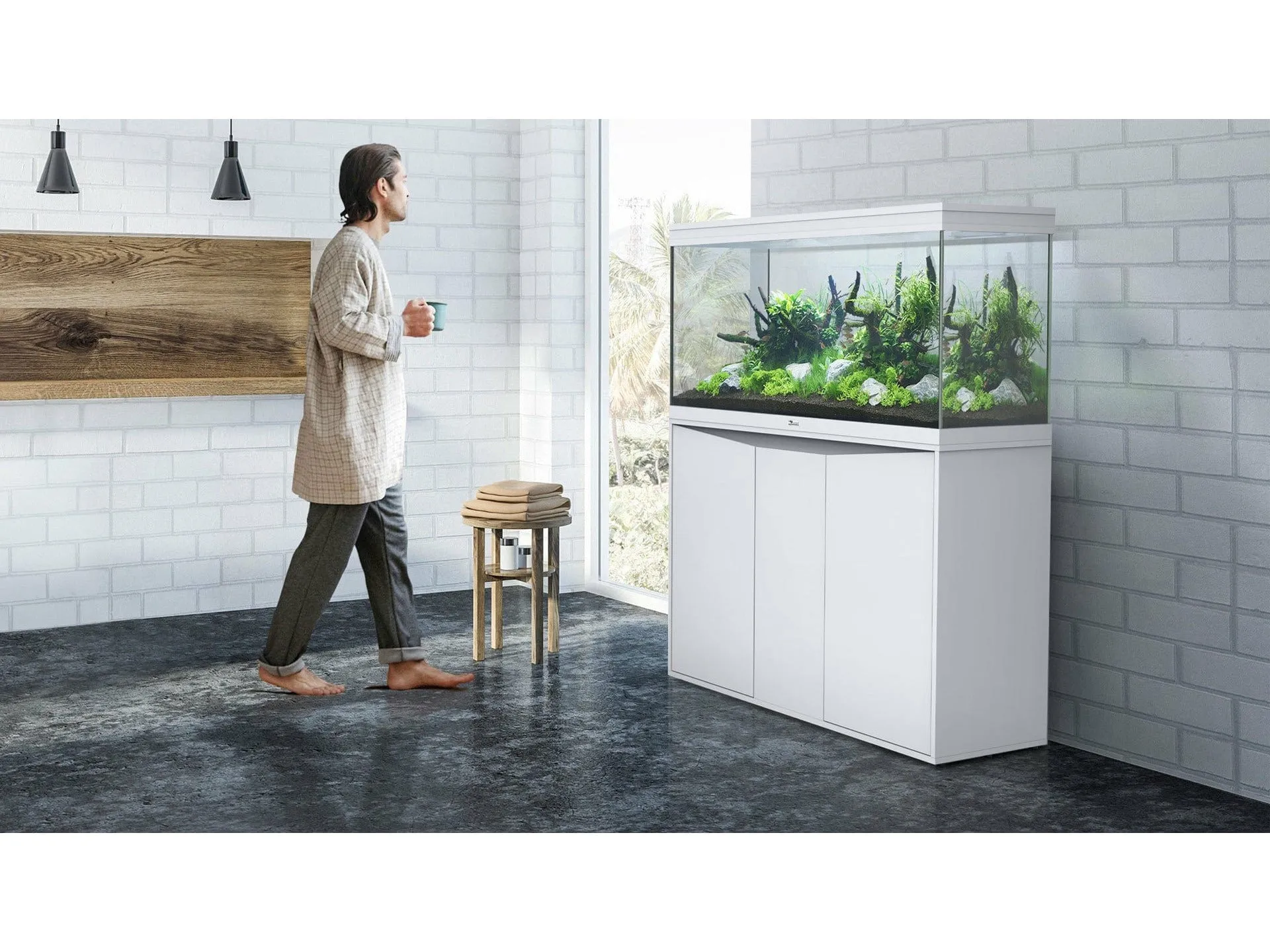 SPLENDID 120x40x61 LED 2.0 AQUARIUM   2WD CABINET-BLACK