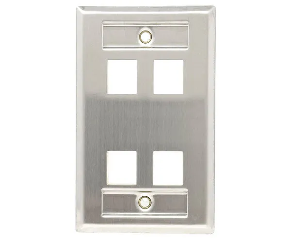 Stainless Steel Keystone Wall Plate ID Window, Single-Gang - Up to 4 Ports