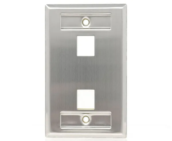 Stainless Steel Keystone Wall Plate ID Window, Single-Gang - Up to 4 Ports